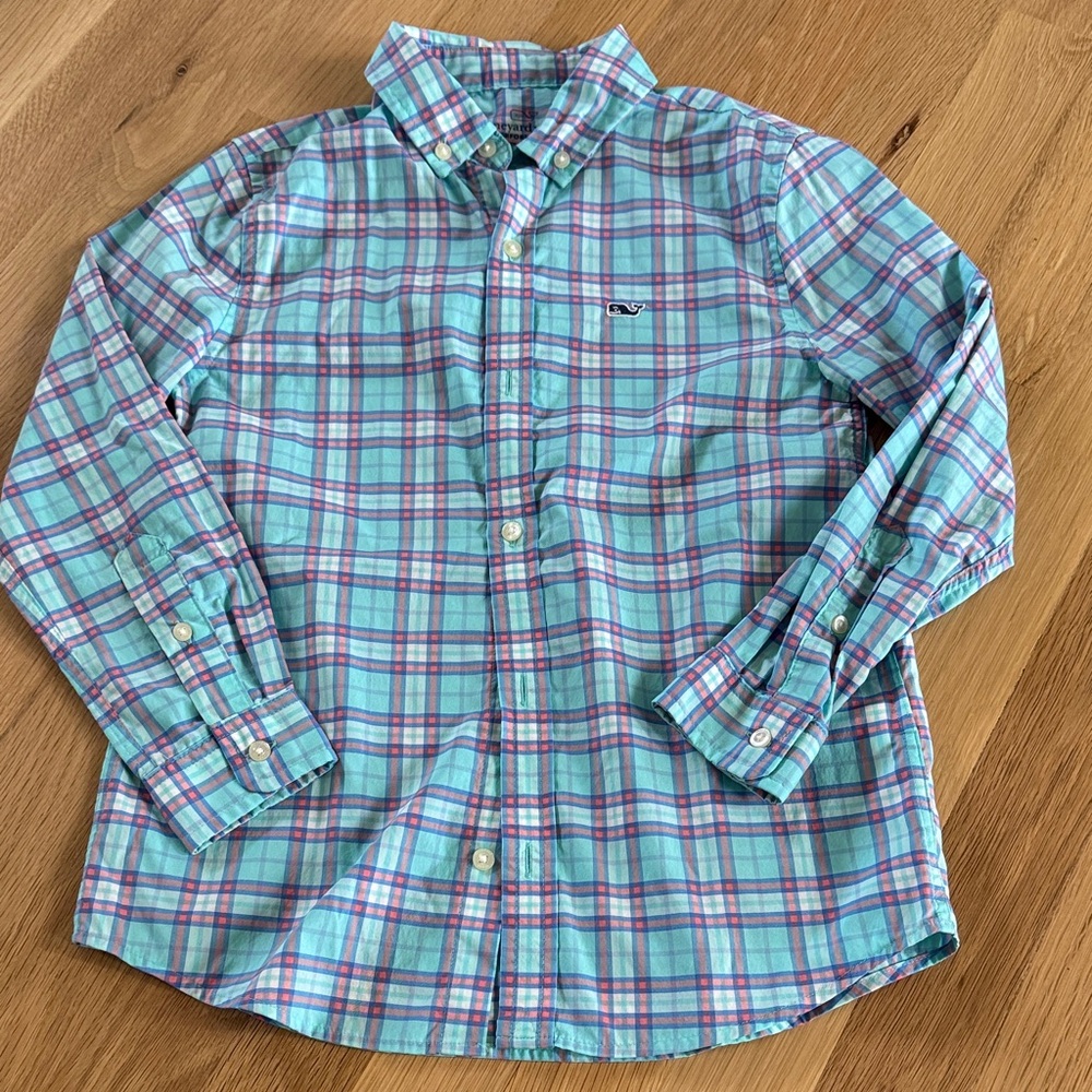 Vineyard Vines Kids Plaid Button Down Shirt - Blue and Purple